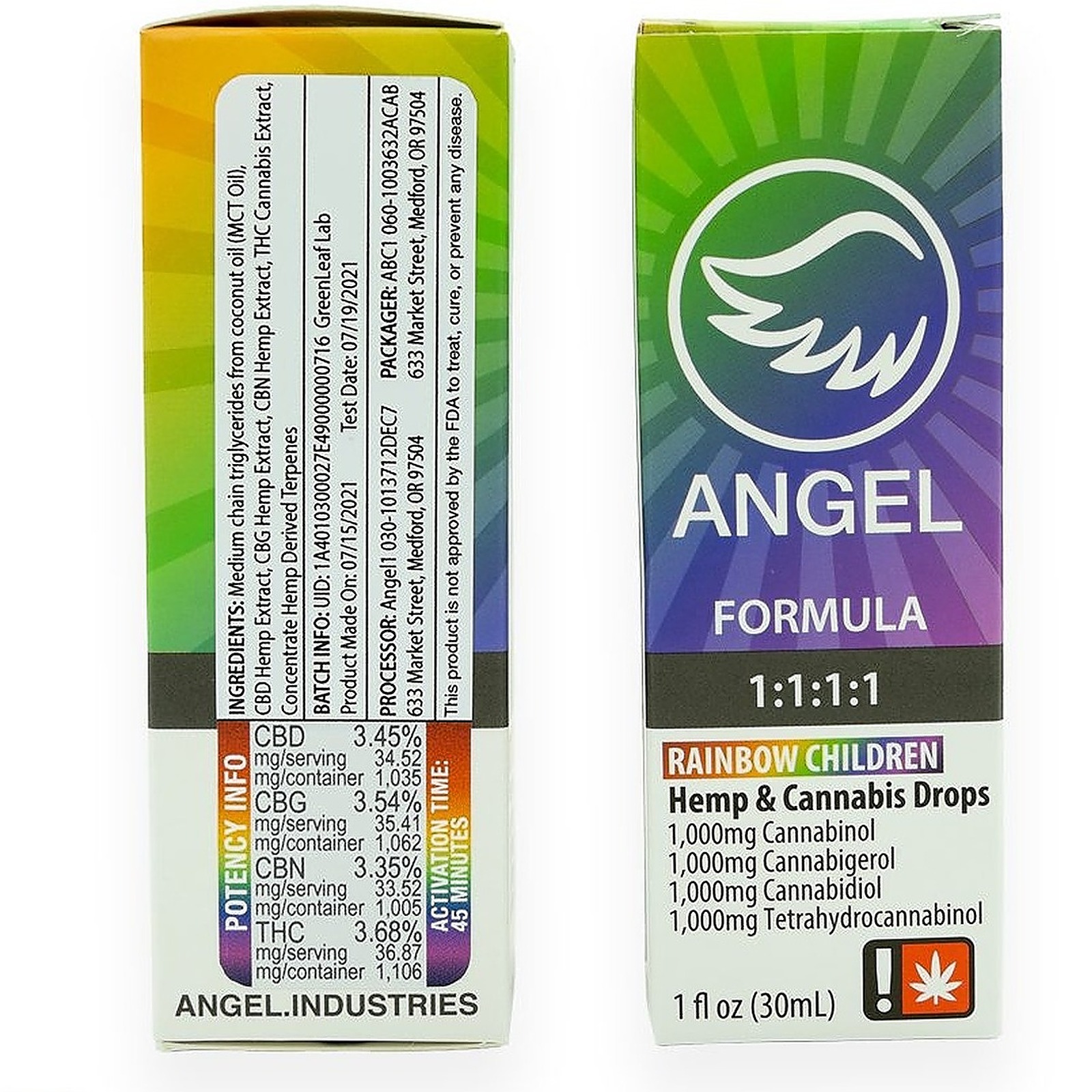 Angel Drops: (1:THC/1:CBD/1:CBG/1:CBN) (Tincture)